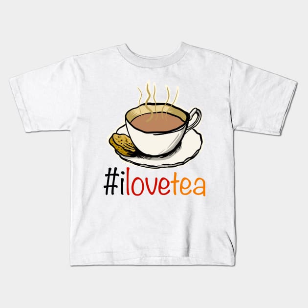 I love a good Cuppa tea Kids T-Shirt by stephenignacio